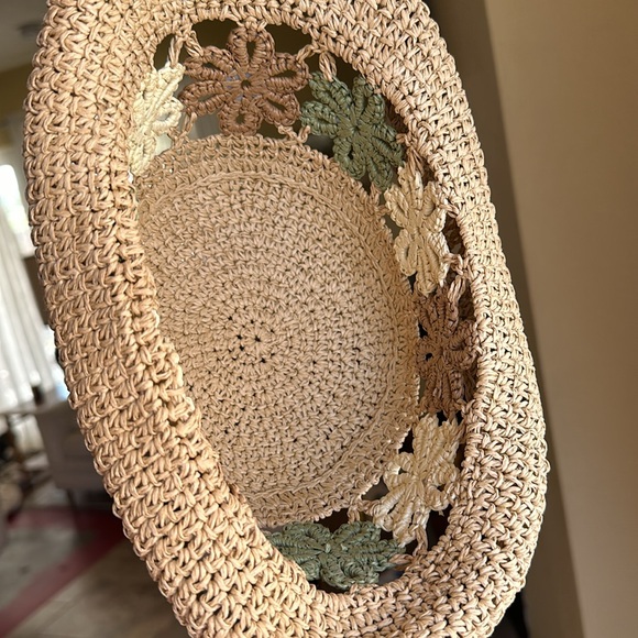 VINTAGE Floral Straw Hat - Picture 2 of 2